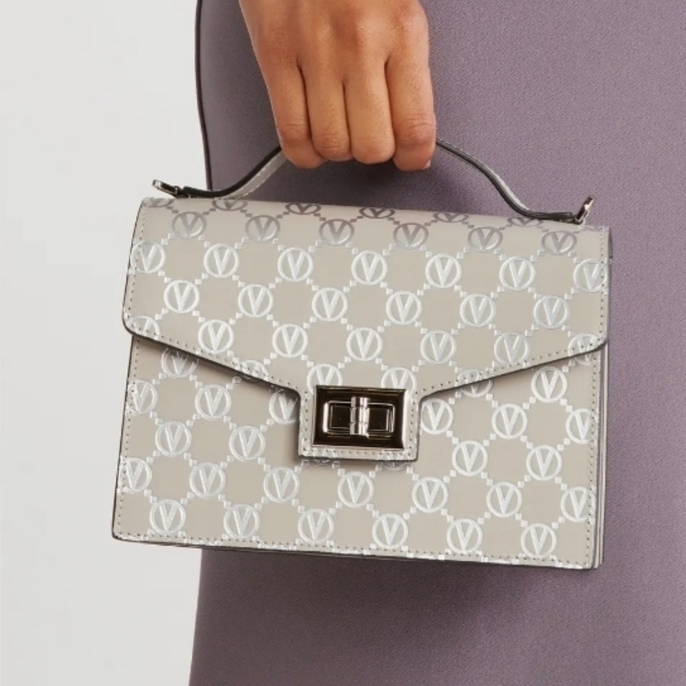Valentino Titti Monogram Top Handle Hand/Crossbody Bag In Foogy Rime Authentic